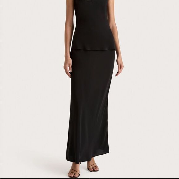 Faithfull the Brand Elegant Black Maxi Silk Skirt size medium - Picture 1 of 13